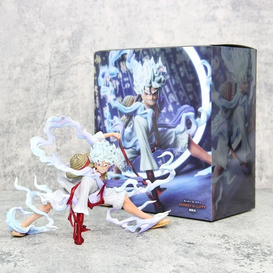 Anime One Piece Sun God Nika Luffy Squatting Character Handmade PVC Model Anime Peripheral Decoration Ornament Birthday Gift