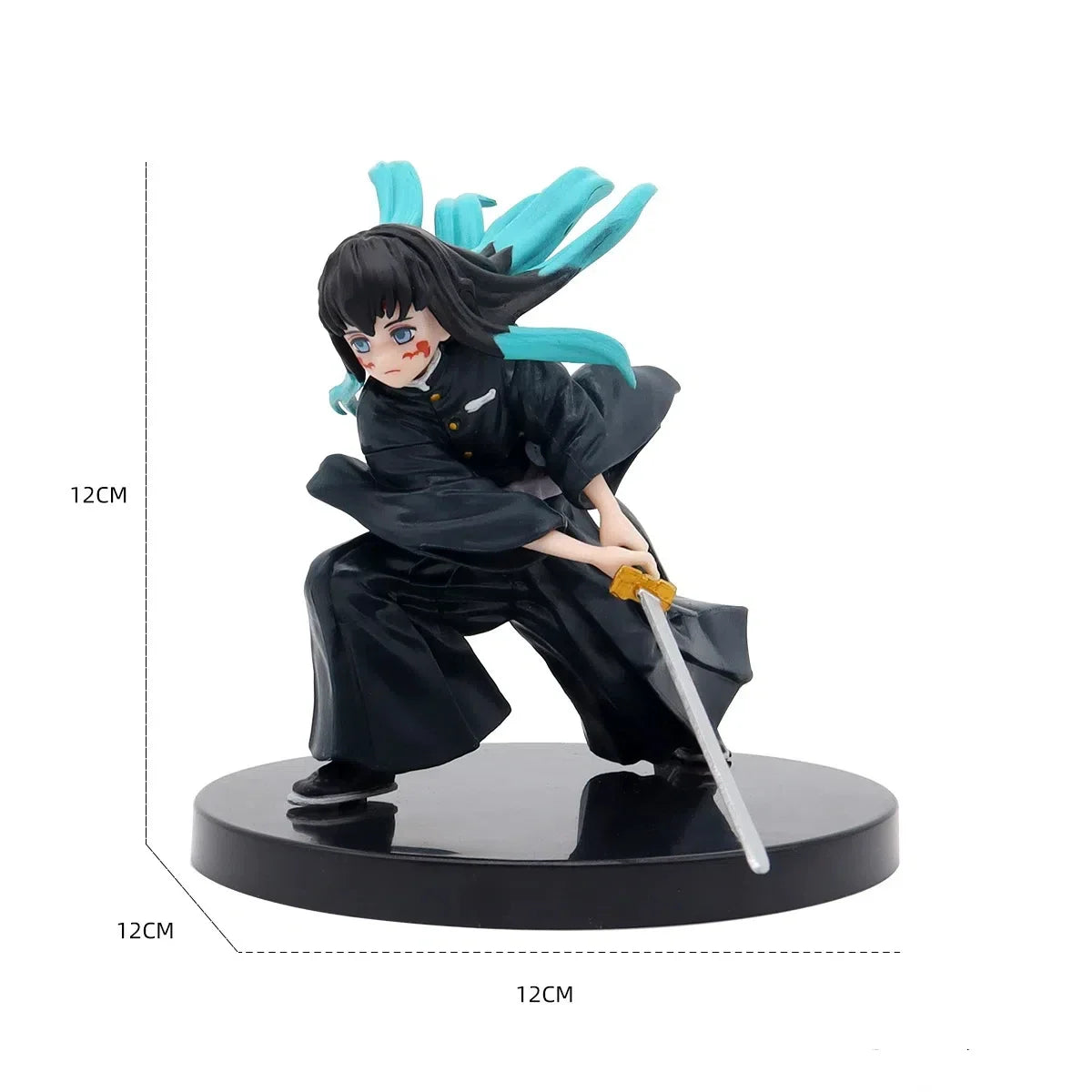 Anime Demon Slayer Tanjirou Muichirou Mitsuri Zenitsu Combat posture Action Figure PVC Model bracket Desk Decor doll Toy Gifts