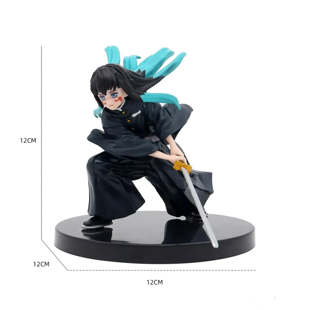 Anime Demon Slayer Tanjirou Muichirou Mitsuri Zenitsu Combat posture Action Figure PVC Model bracket Desk Decor doll Toy Gifts