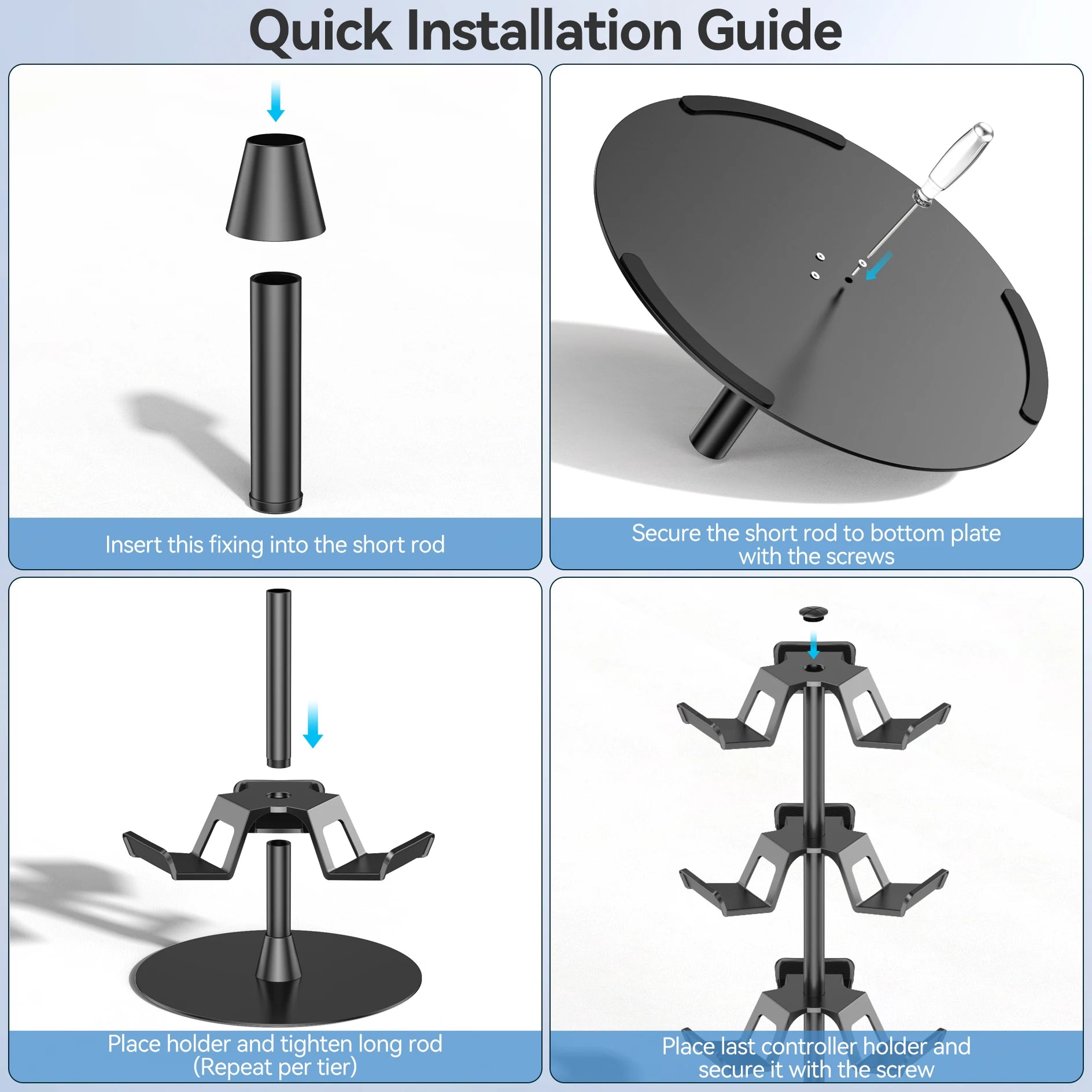 Controller Holder Stand 3 Tiers & 4Tiers Rotatable Gaming Headset Stand Compatible with Xbox PS5 PS4 Switch Pro Headphone Holder