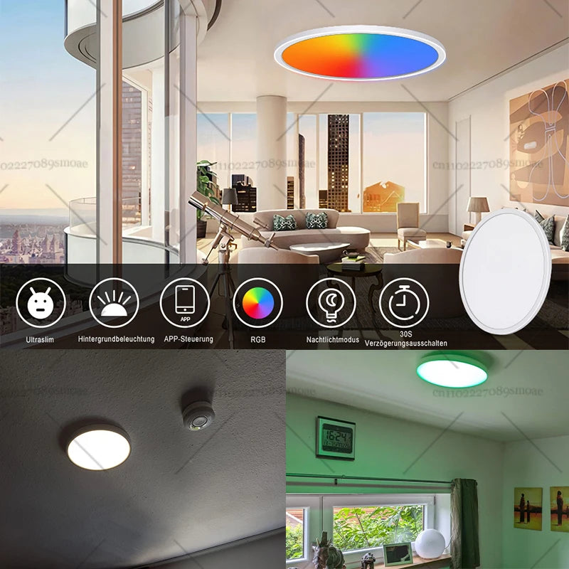 Tuya WIFI Control 24W IP44 Waterproof Bathroom Lights Fitting Smart Life Light Dimmable with Remote Control Ceiling Light