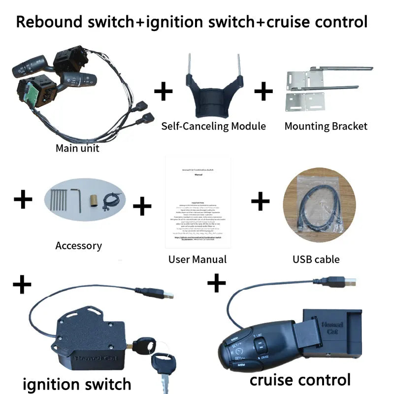 For PXN V10 V99 Racing Simulator Steering Wheel Euro/American Truck Turn Signal Wiper Automatic Rebound Cruise Ignition Switch