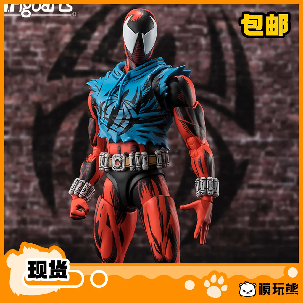 In Stock Original Bandai Shf Scarlet Spider Action Figure Spider Man Across The Spider Verse Articulated Collectible Model Toys