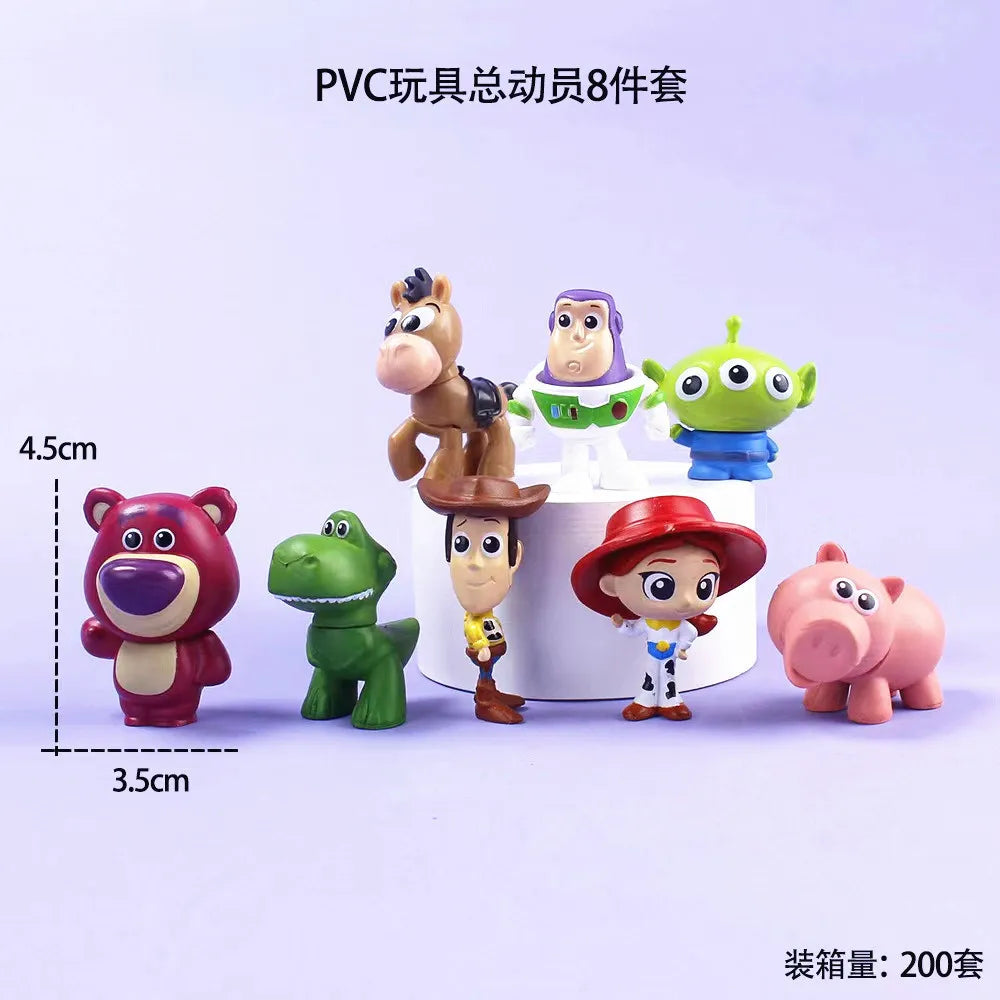 8PCS Anime Figures Toy Story 4 Woody Buzz Lightyear 5cm Q Version Mini Dolls Kids Toys Model for Children Christmas Gift