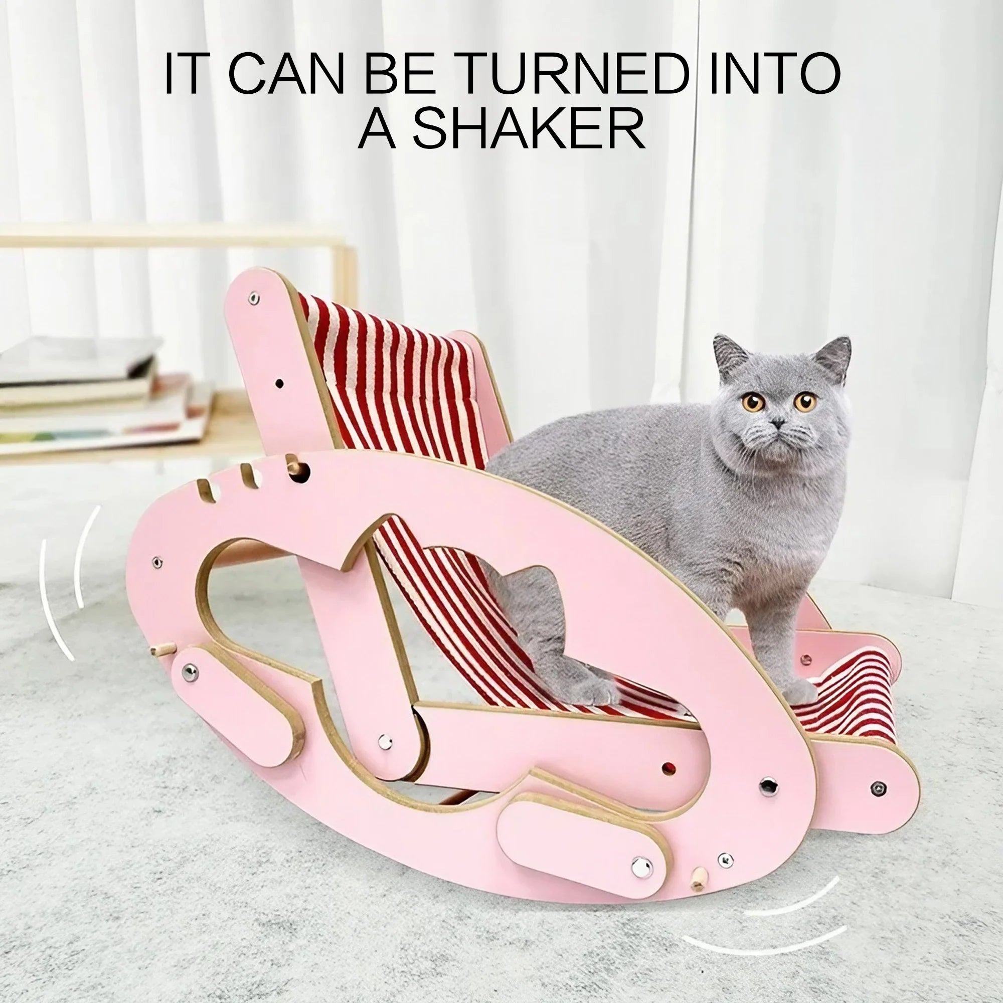 Verstellbare Katzenwippe mit 3 Positionen, Holzplatten mit hoher Dichte, abriebfest, kratzfest, atmungsaktiv, Haustiermöbel