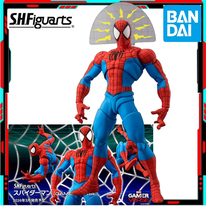 Original Genuine Bandai S.H.Figuarts Spiderman Marvel's Gamerverse Figure Anime Action Model Collectible Toys Gift