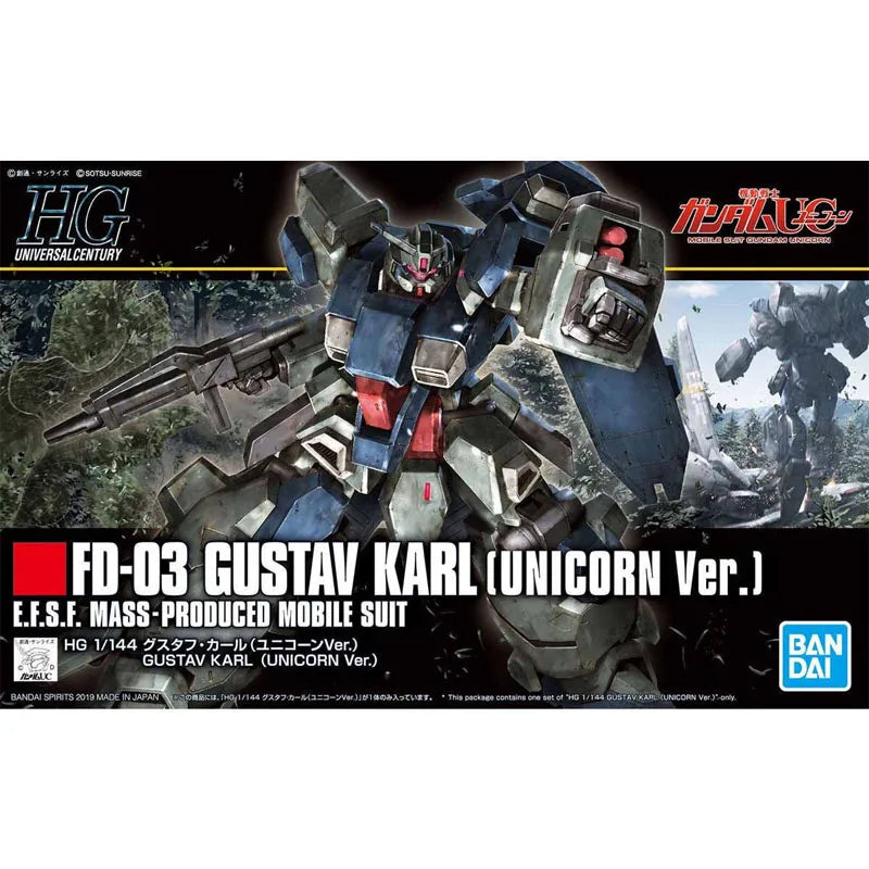 Bandai Genuine HG Gustav Karl FD-03 1/144 Anime Action Figure Assembly Model Toys Collectible Model Ornaments Gifts For Children