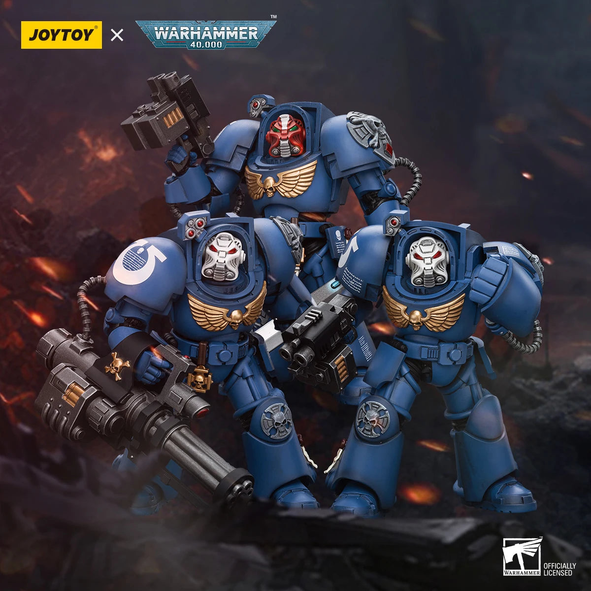JOYTOY Warhammer 40K 1/18 Action Figures Ultramarines Terminator Squad Storm Bolter Assault Cannon  Anime Model Toys Gift