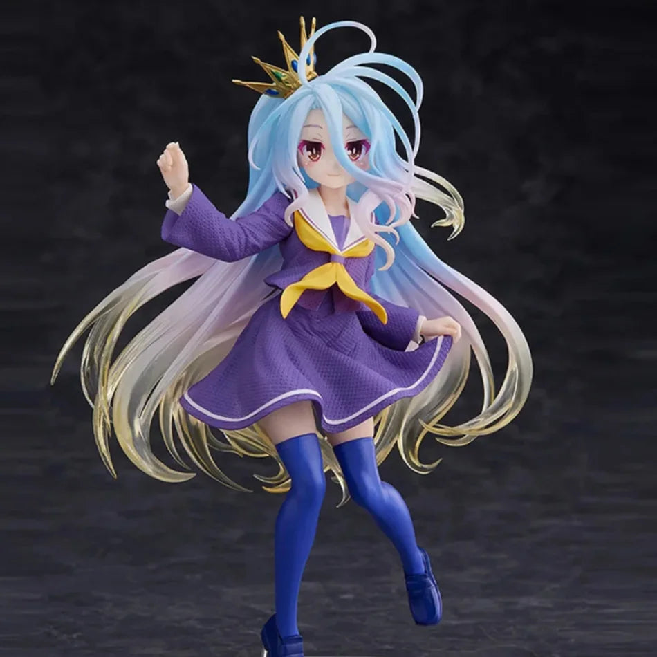 18cm No Game No Life Anime Figure - Shiro with Cat Ear School Uniform PVC Action Figure Collectible Toy Gift