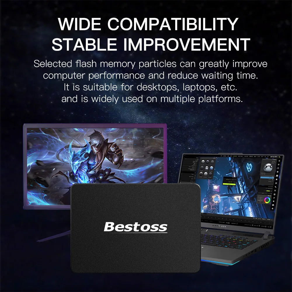 Bestoss Hard Drive Solid State Drives 120GB 128GB 240GB 256GB 480GB 512GB 1TB 2TB SSD 2.5 inch Sata 3.0  for Computer