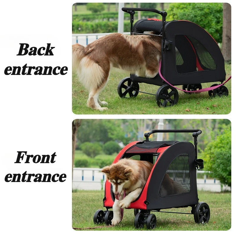 Dog Stroller Portable Breathable Puppy Carrier Strong Load-bearing Capacity Dog Transport Foldable Travel Pets Dogs Accessories