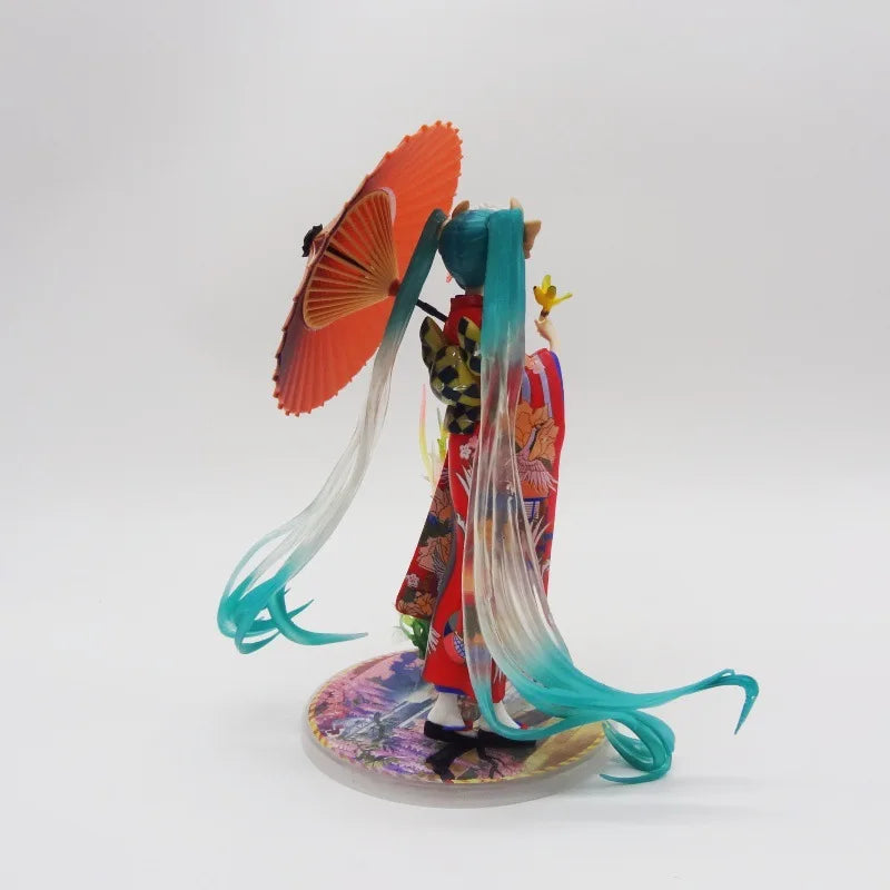 23cm Hatsune Miku Figure in Kimono with Umbrella - Beautiful Girl Model Statue for Desktop Decoration Boy's Collectible Toy Gift