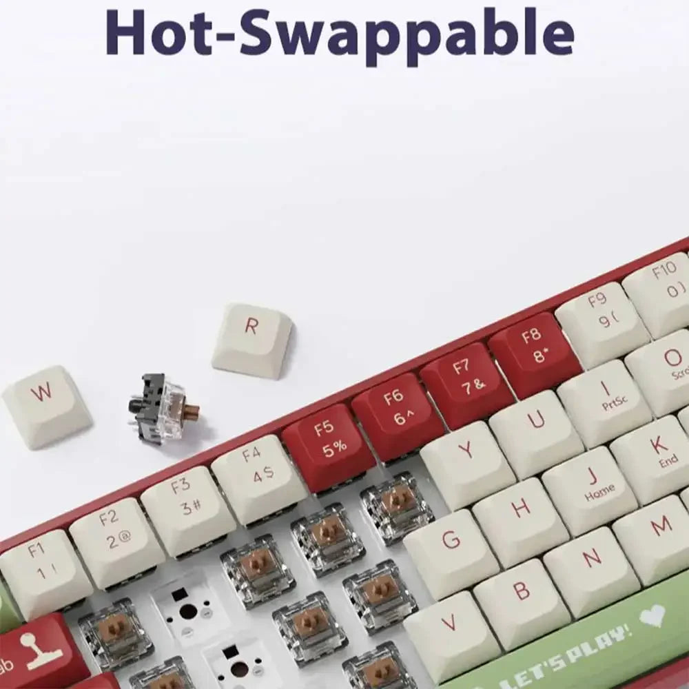 AJAZZ AK680 Mechanische Tastatur ABS-Tastenkappe 68 Tasten Kabelgebundene drahtlose Bluetooth-Gamer-Tastatur Hot Swap Benutzerdefinierte Dichtung für PC-Laptop