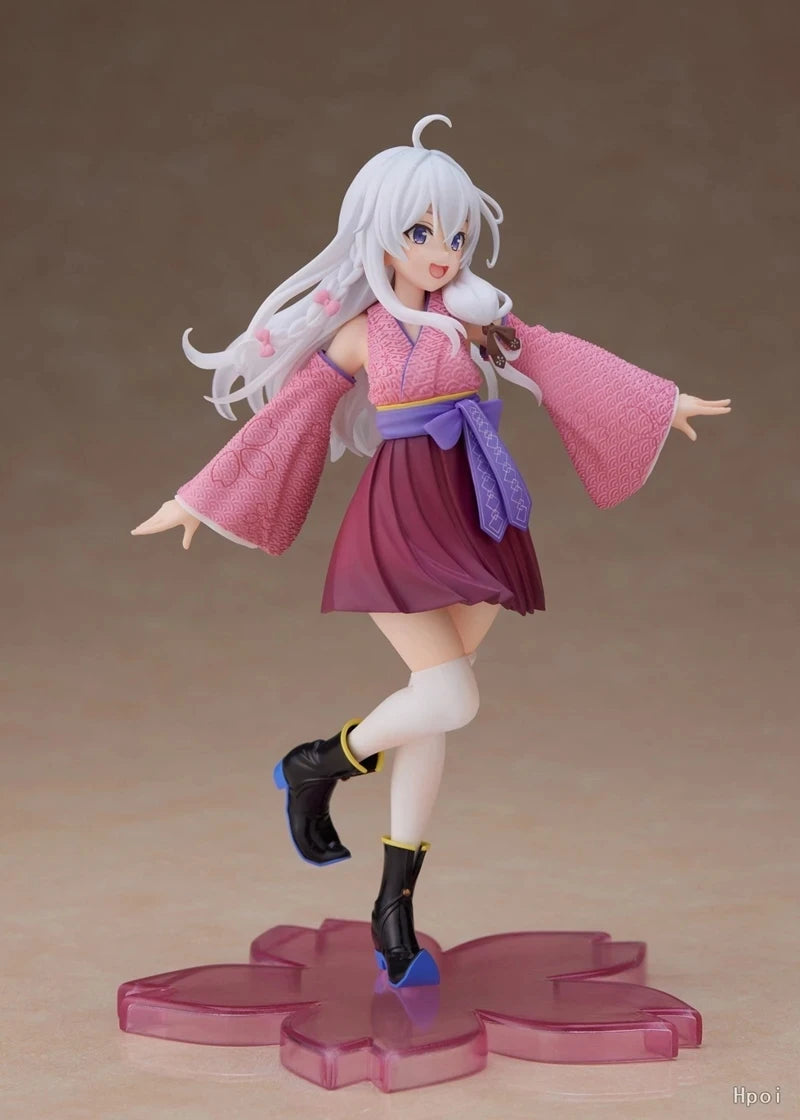 Anime Wandering Witch: The Journey Elaina Different Color Figure Cute Standing On One Foot Kimono Knee Socks Model Toys Gifts