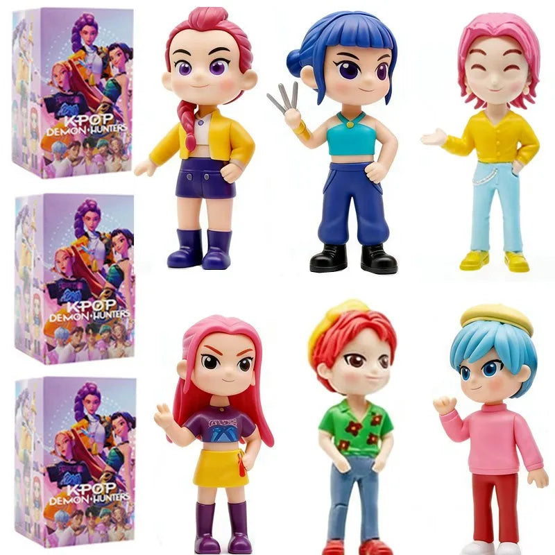 Popular anime blind boxes: K-pop Devil Hunter mini cute boy and girl fan figurines, ornaments, and surprise gifts.