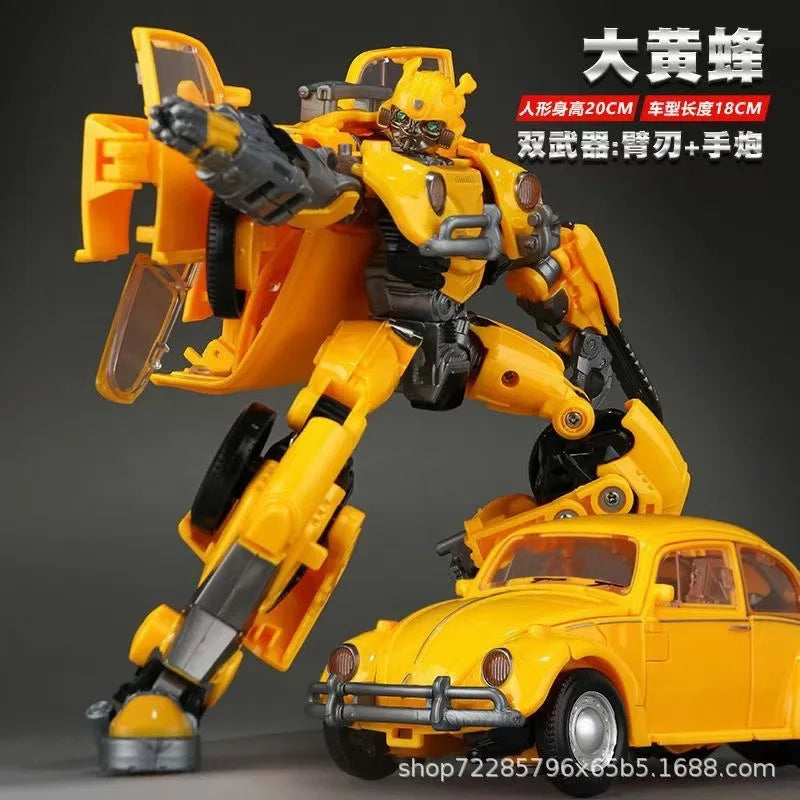 Transformable Robot 21cm Bumblebee Alloy Painted Action Figure Collectible Toy Battle Damaged Car Model Desk Ornament Boy Gift