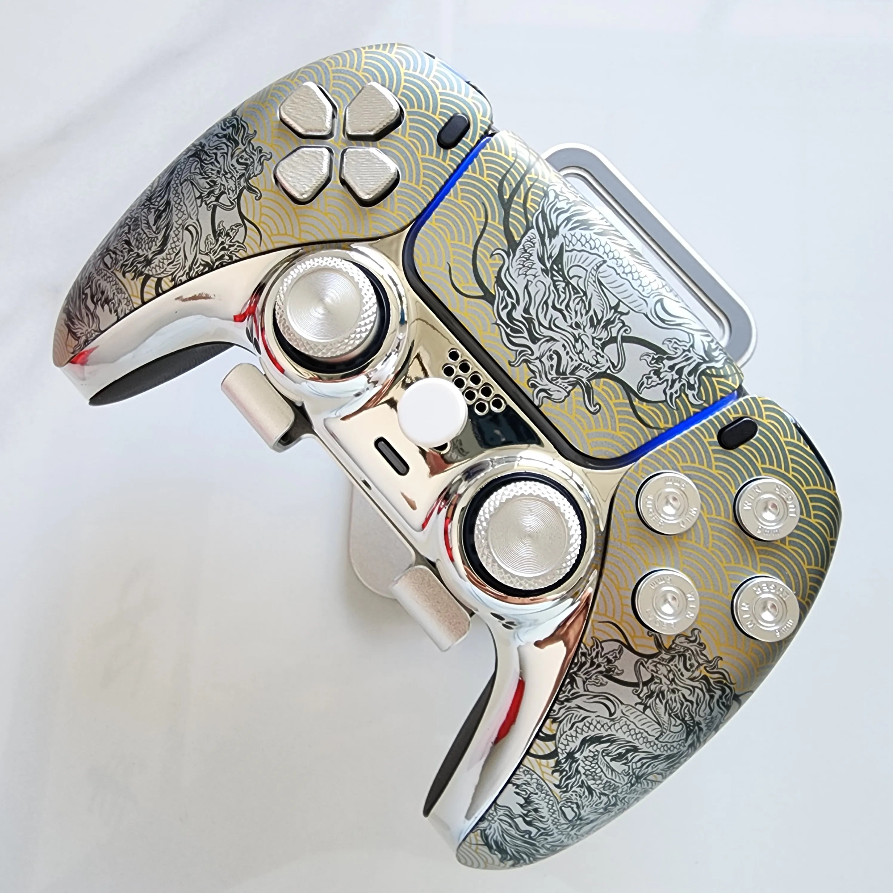 High-End Limited Edition Original Customized Modified Ps5 Game Console Handle Ps5 Original Handle Wireless Controller Ps5 Dualsense Wireless Controller: Domineering Silver Dragon
