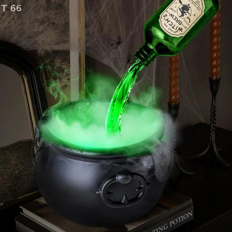 Party Horror Props Witch's Cauldron With Magical Bottles & Fog Maker, Floating Potion DIY, Halloween Decorations Indoor