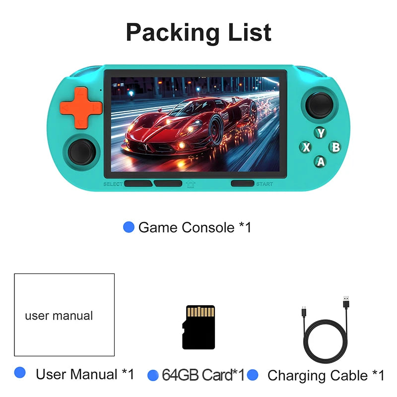GAMINJA Handheld Portable Gaming Console 4.5Inch HD IPS Screen Display Retro Gaming System LED lights Built-in 12000 Games