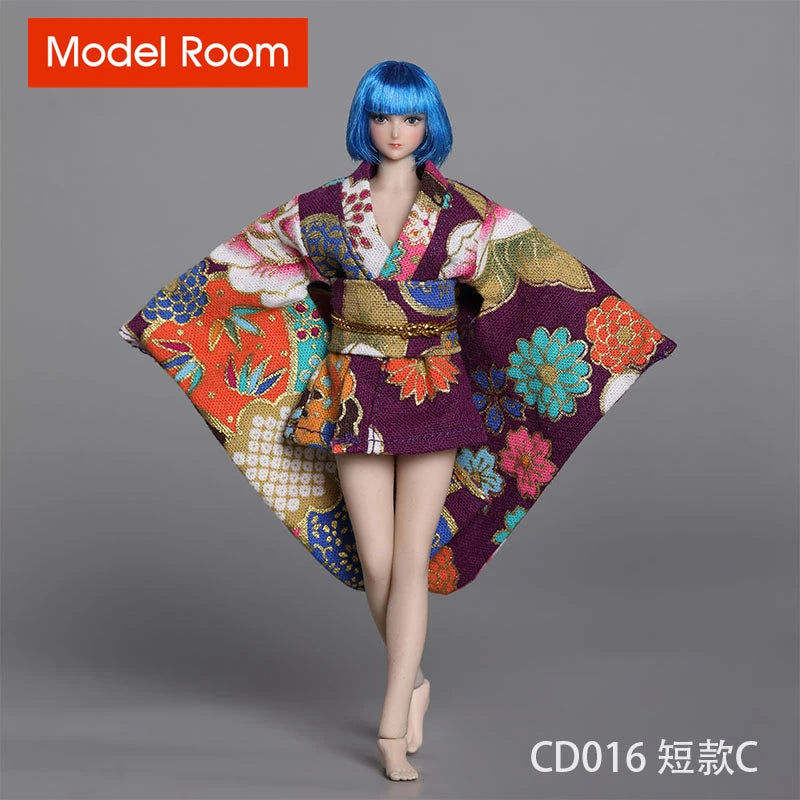 CDtoys CD016 1/12 Female Long Short Kimono Model Soldier Printing Clothes Fit 6'' TBL Action Figure Body Dolls