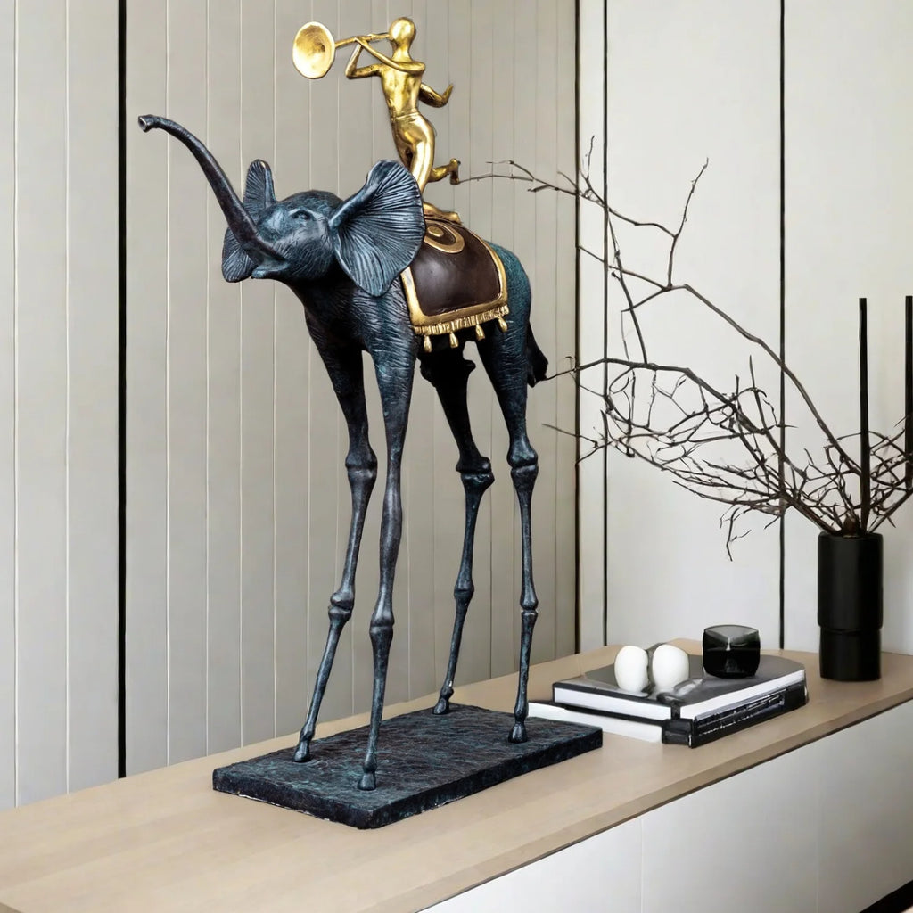 Triumphierende Elefanten-Bronzeskulptur Salvador Dali Bronze Elefantenstatue Großes Tier Kunsthandwerk für Wohnkultur Lobby Ornamente