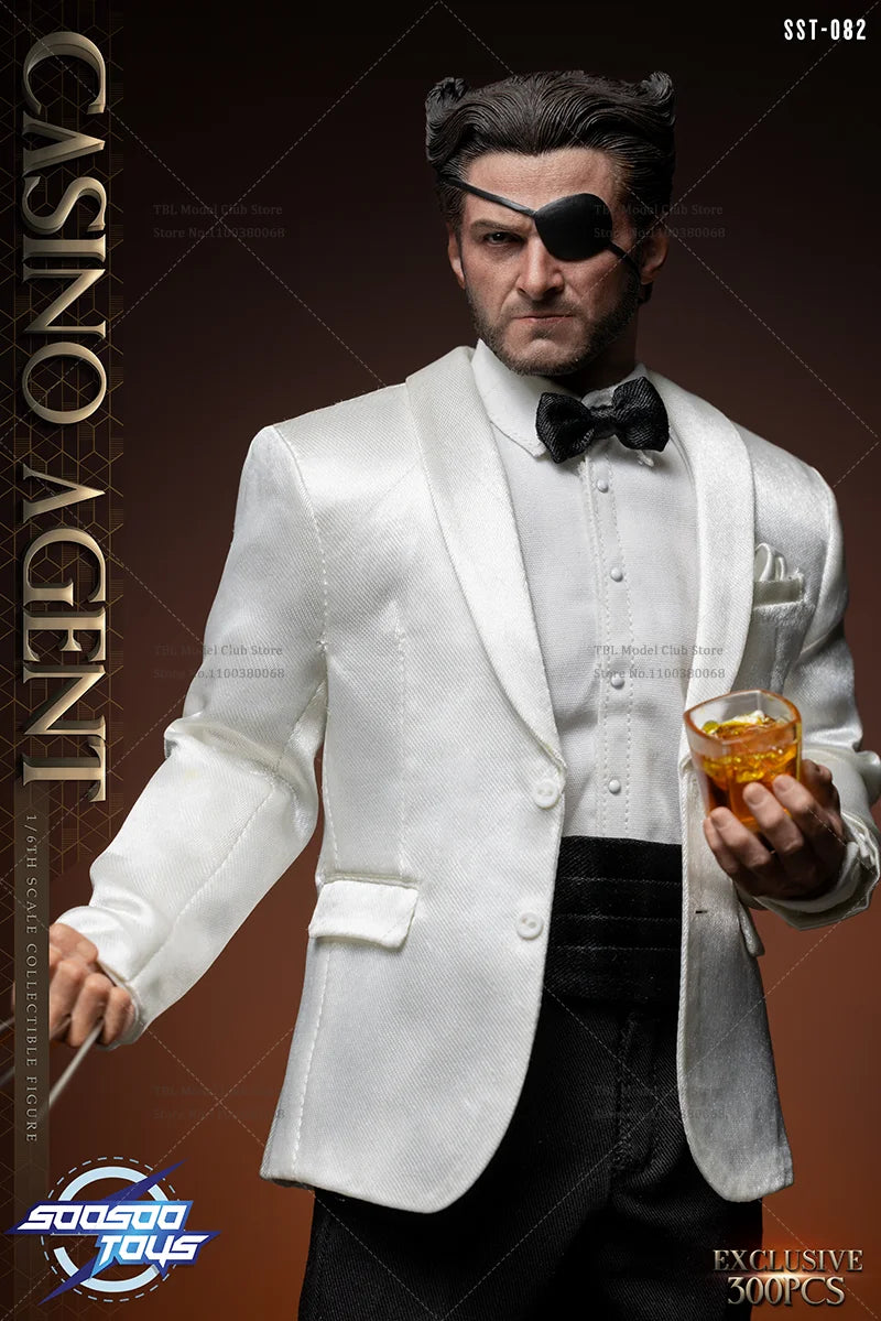 In Stock Soosootoys SST-082 1/6 Scale Eyepatch Logan White Suit Gambler 12-inch Full Set Action Figure Male Soldier Toys