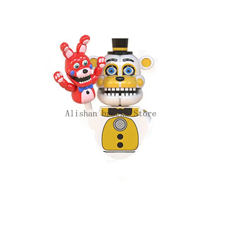 FNAF Five Nights Freddyed Building Blocks bricks Nightmare In Stock Chica Animals Bear Fox Duck Rabbit Model PVC Action Figure