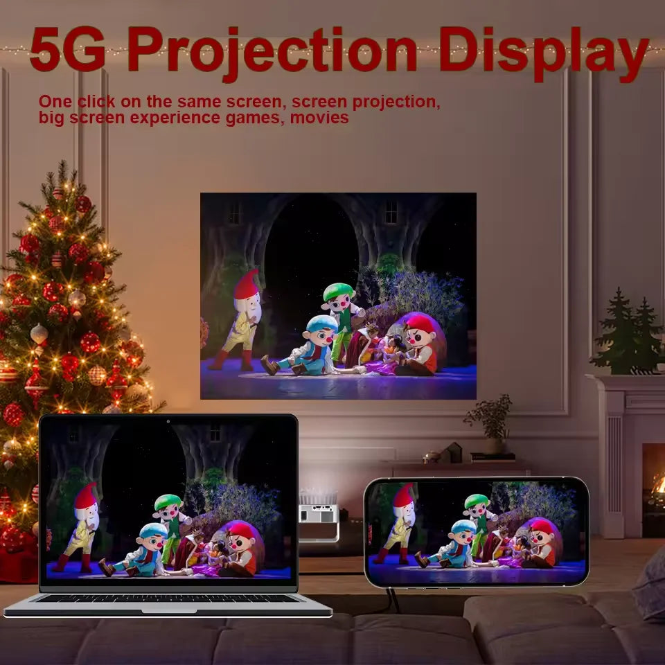 Mini Projector 4K T1pro Newly 500 ANSI Android13 Dual-band WiFi6 BT5.0 Auto Keystone Portable Outdoor Home Cinema Projectors New
