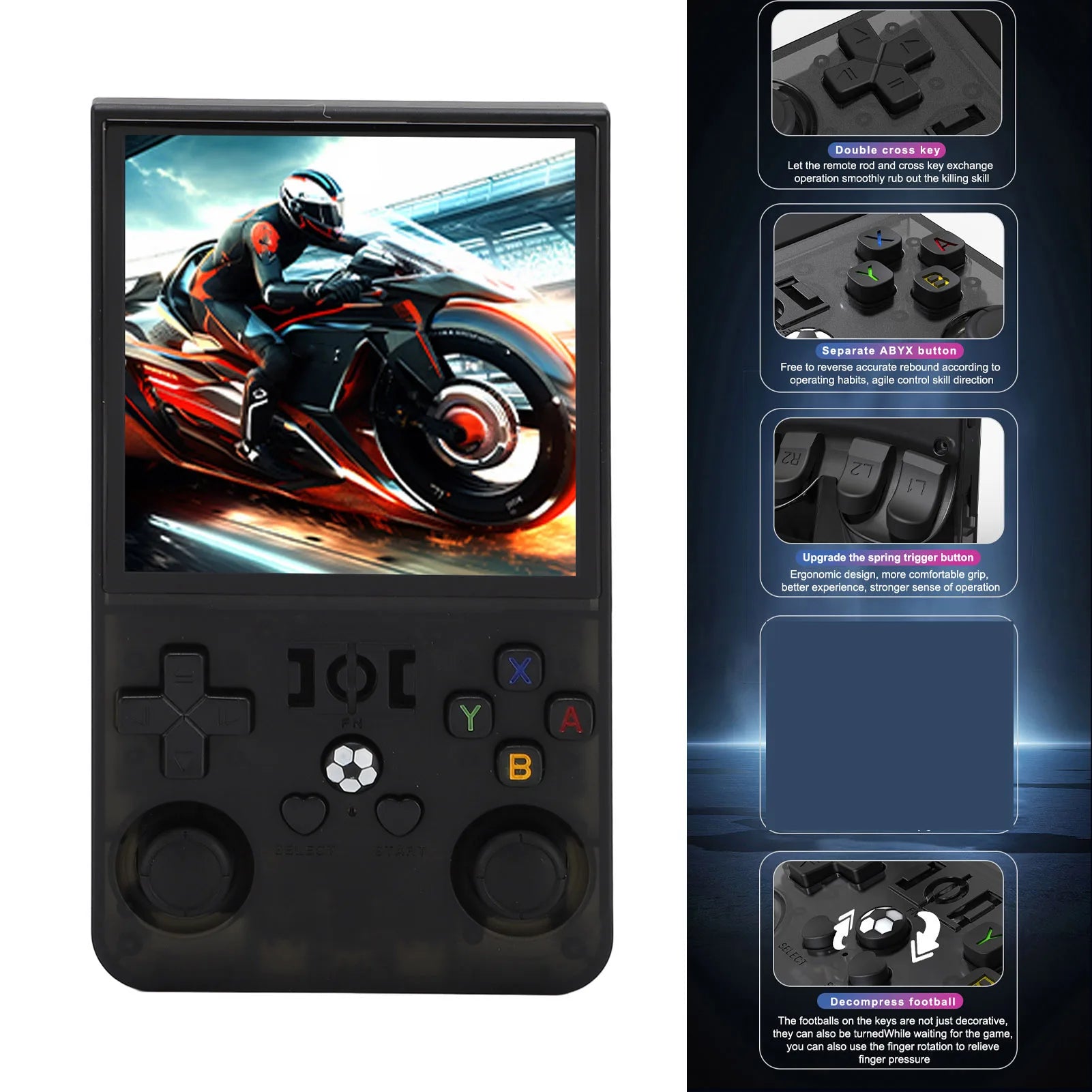 Portable Retro Gaming Console 4000mAh RK3326 720x720 4000MAH 4 Inch  Screen Handheld Game Console Rechargeable for Travel