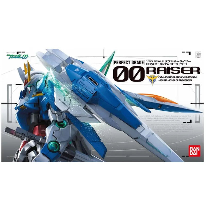 BANDAI Authentic PG 1/60 GN-0000+GNR-010 00 Raiser Gundam Model Kit Collectible Toy Gift