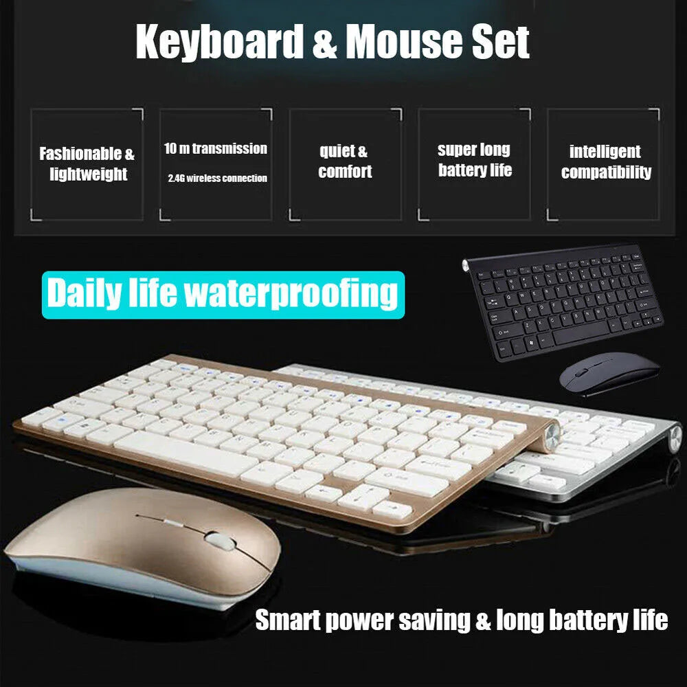 RYRA New Mini Wireless Keyboard And Mouse Set Waterproof 2.4G For IPad Samsung Android Tablet Ultra Thin Keyboard Mouse