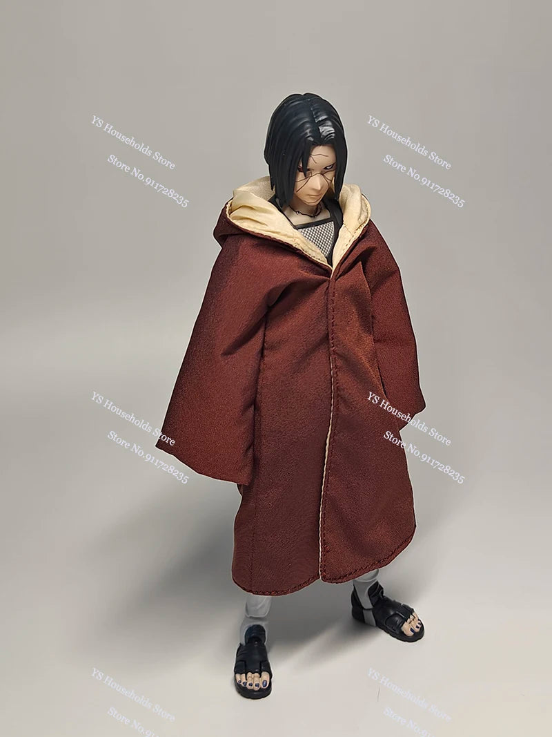 1/12 Uchiha Itachi Anime Boy Figure Coffee Hoodies Cloth Long Robe Toys Coat Clothes Accessory For 6" Shf Naruto Soldier Cosplay