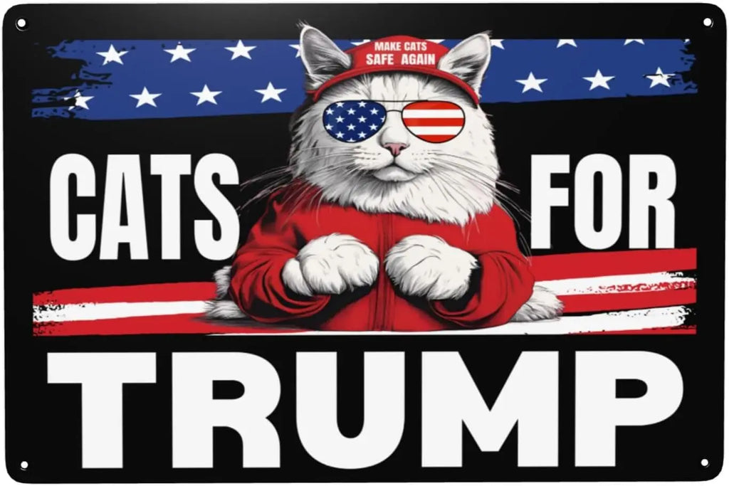 Cat For Trump tin sign 2024 Make Cats Safe Vote Trump Retro  Sign Metal Sign Wall Decor