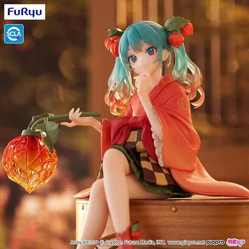Furyu New Original Cartoon Figure - Hatsune Miku Noodle Stopper Flower Fairy Winter Cherry PVC Model Collection Doll Toy Gift