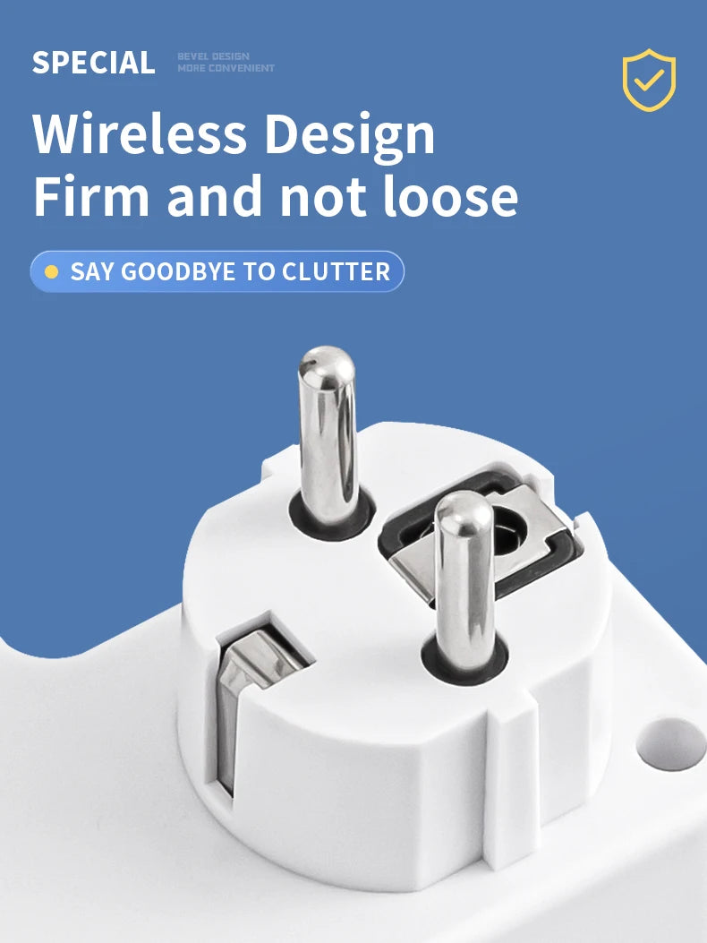 EU-Stecker und Steckdose 4 Steckdosen, Mehrfachstecker-Wandstecker und Steckdose ohne Verlängerungskabel oder USB- und Typ-C-Anschluss