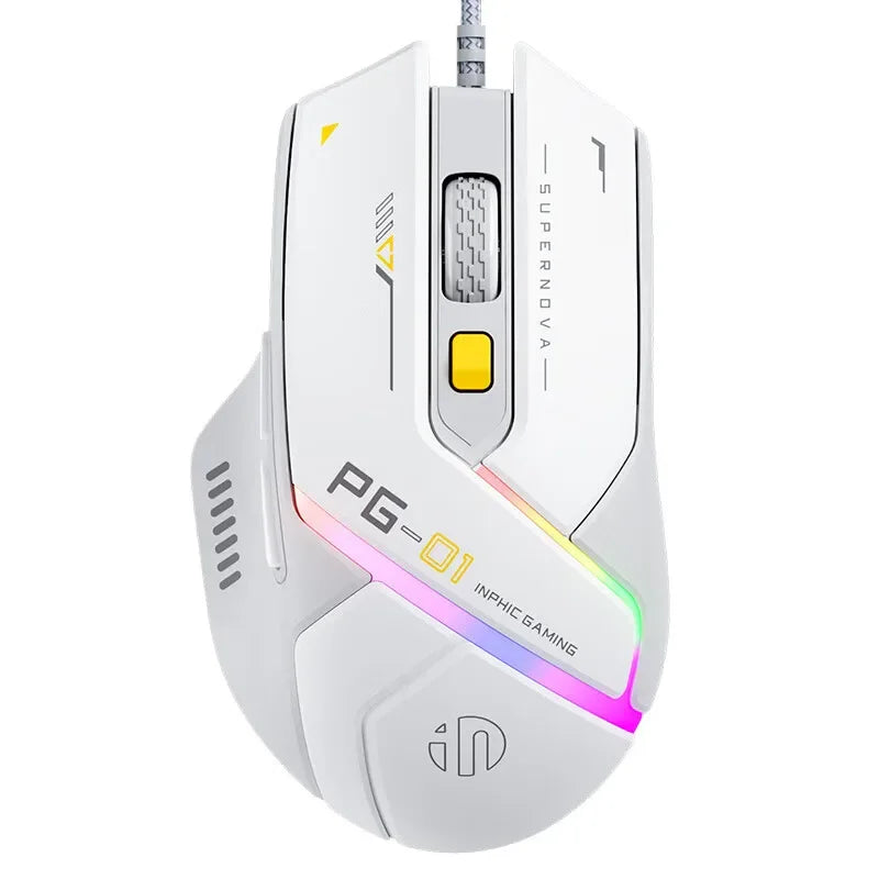 Inphic PG1 жична геймърска мишка RGB светоизлъчваща макро програмиране 12800DPI 6 клавиша компютърна мишка 1000hz честота на запитване