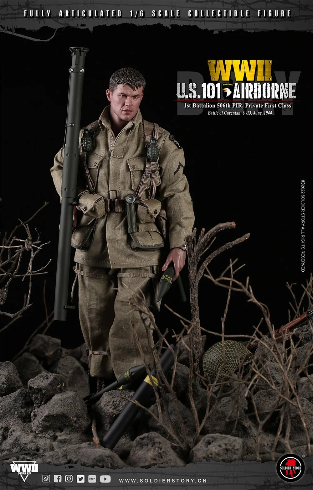 1/6 SoldierStory SS126 WWII US 101 Battalion Private First Class Ryan Full Set Moveable Action with Platform For Fan Collect