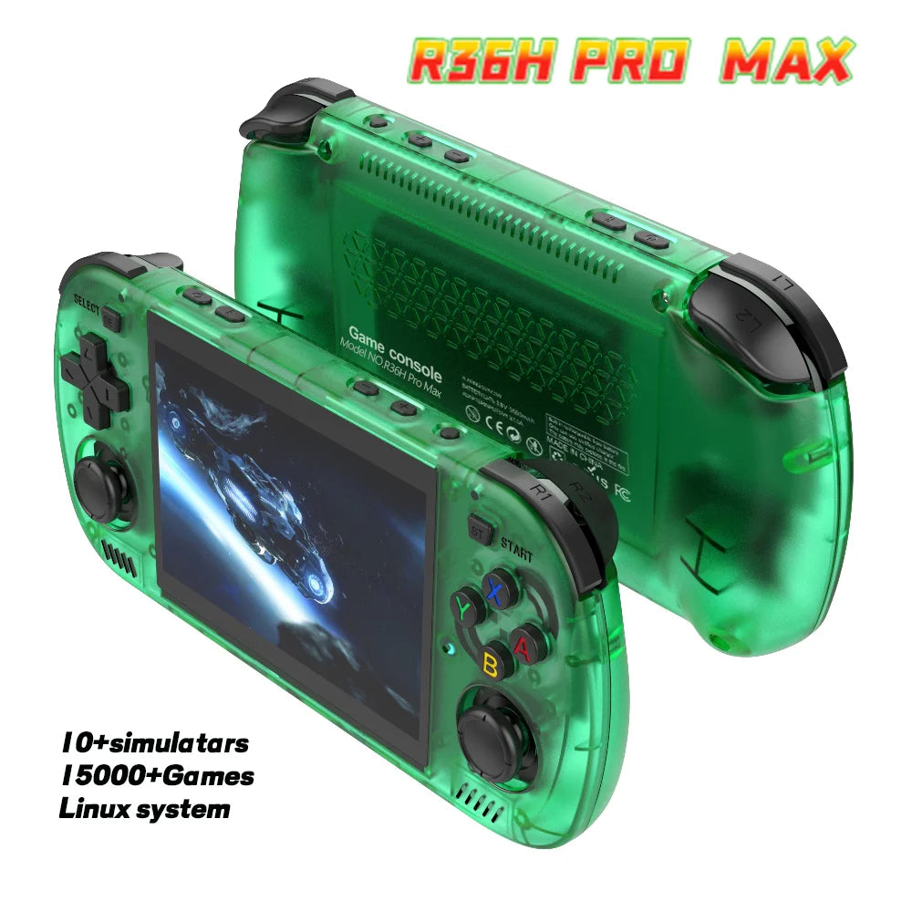 R36H PRO MAX retro portable gaming console features a 4.2-inch IPS display, comes with a built-in 64GB storage card, and include