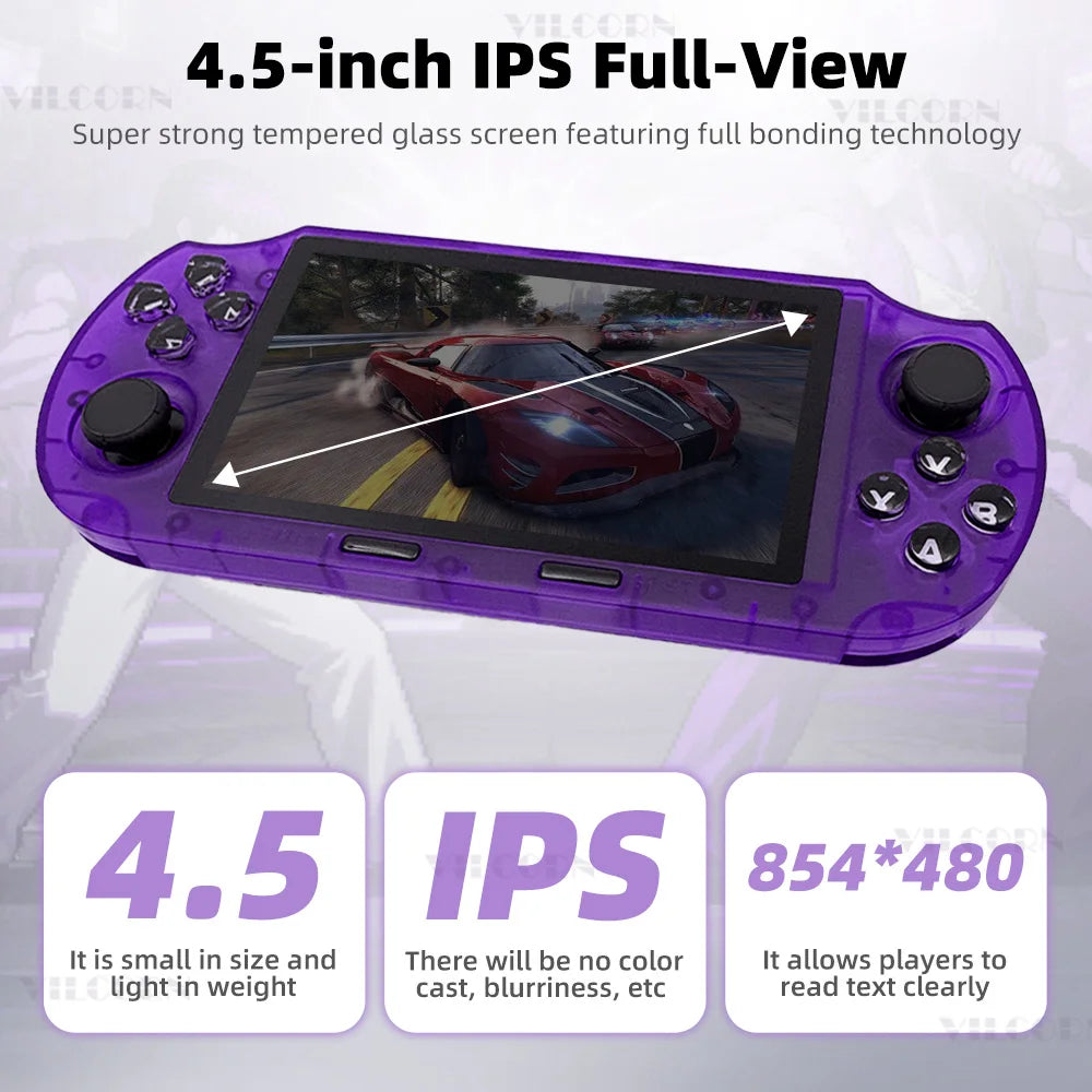 VILCORN SF3000 HD Handheld Game Console for PS1 GBA SNES MAME Retro Emulator 4.5 inch FHD Portable Gaming Machine Christmas Gift