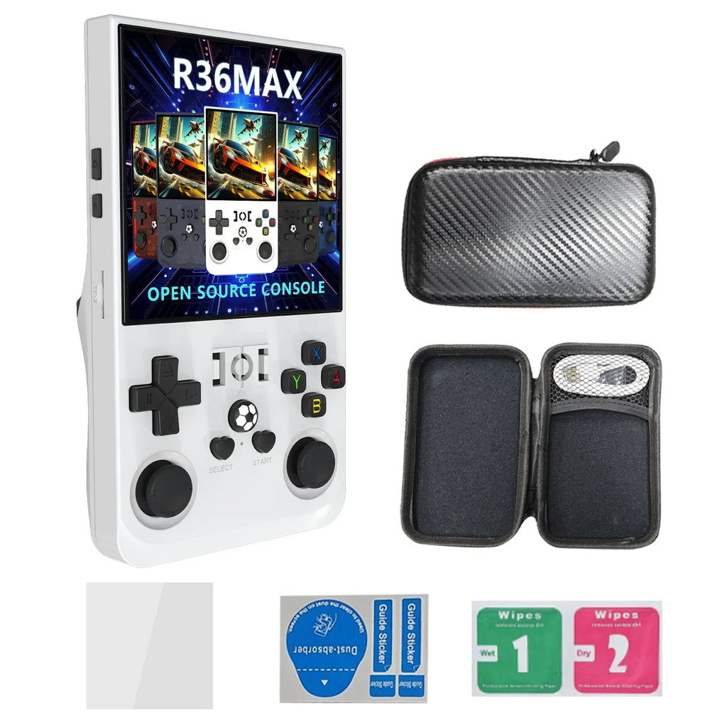 R36 Max Console Handheld Game Players 4inch IPS Screen Open Source Console Retro Pocket Video Player 64G/128G Up to 22000+ Games