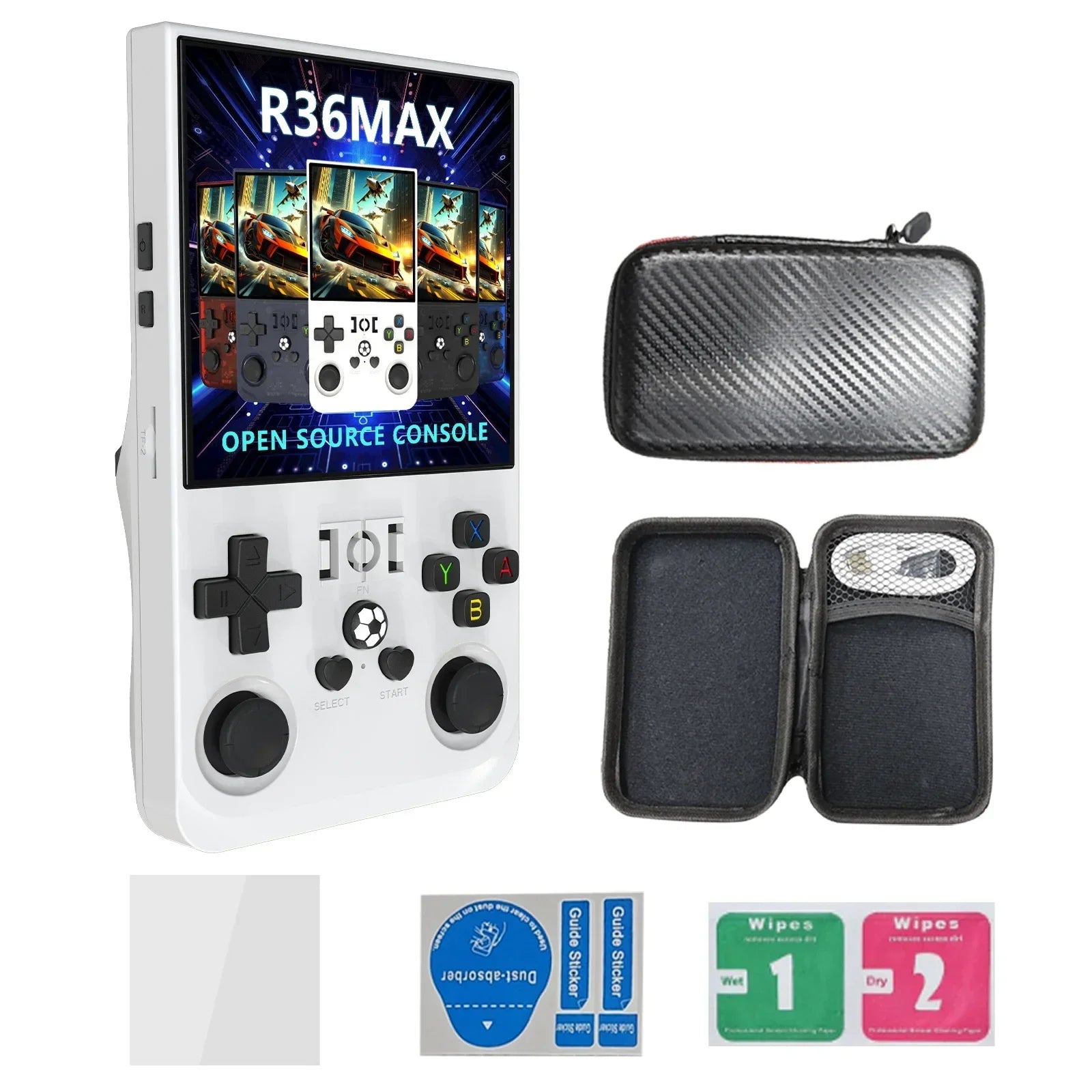 R36 Max Console Handheld Game Players 4inch IPS Screen Open Source Console Retro Pocket Video Player 64G/128G Up to 22000+ Games