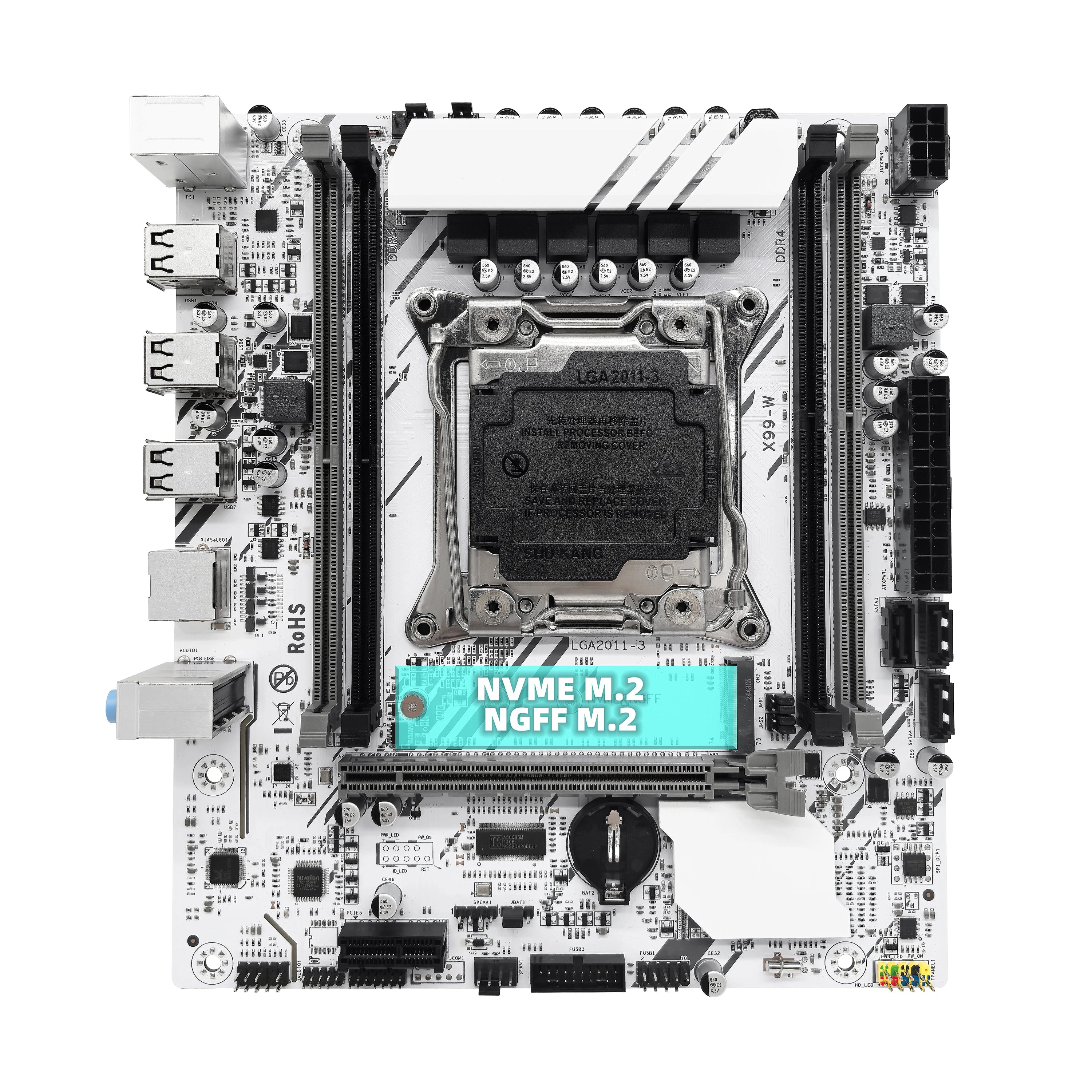 ZSUS X99 Motherboard Set Kit With LGA2011-3 Xeon E5 2670 V3 CPU DDR4 16GB (1*16GB) 2133MHZ RAM Memory NVME M.2 SATA