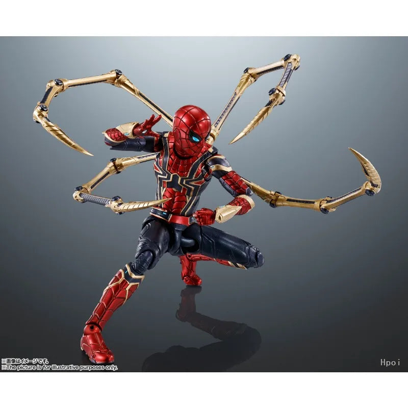 Bandai Original S.H.Figuarts Spider-Man：No Way Home Iron Spider Action Figure Toys for Boys Girls Gift Collectible Ornaments