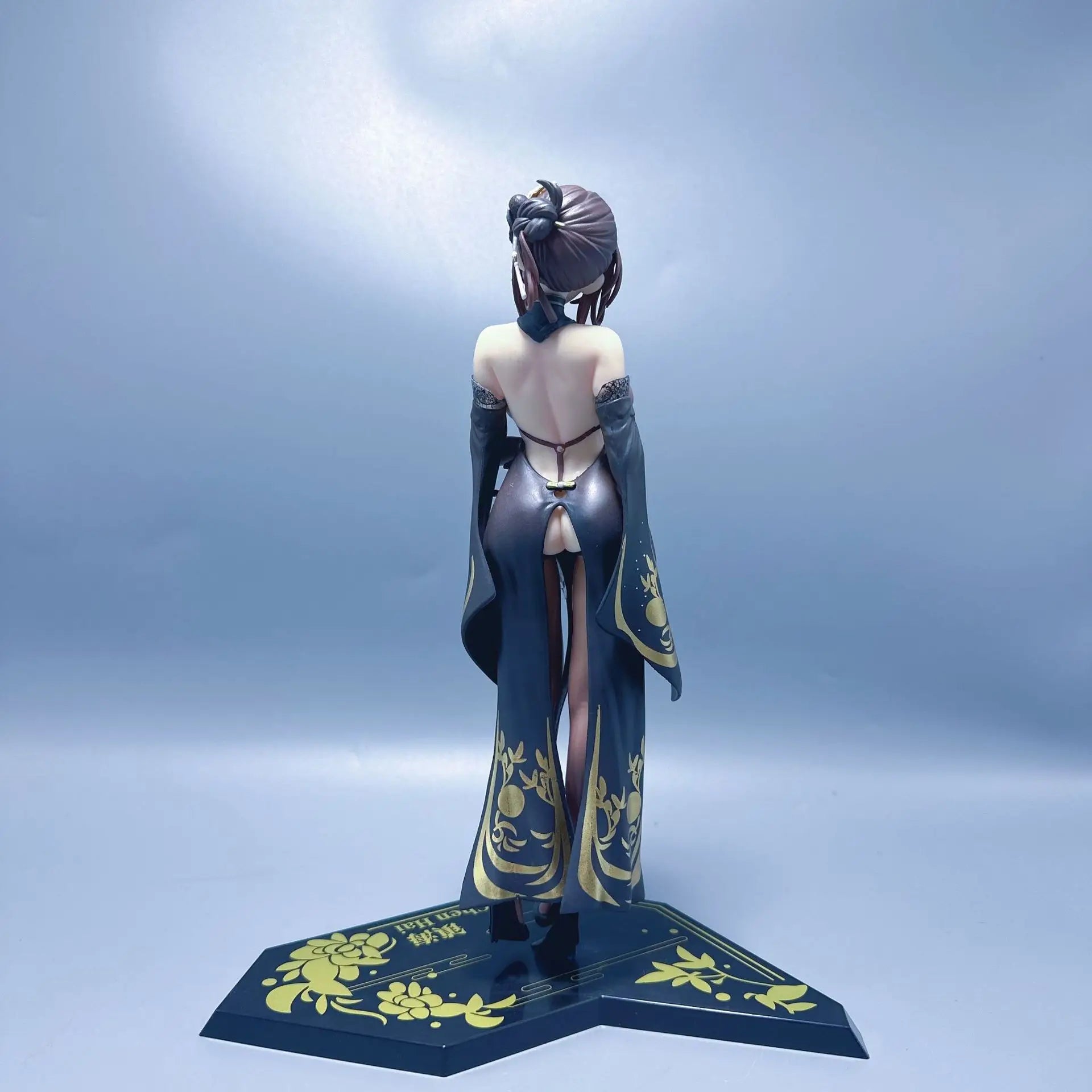 Anime-Spiel Azur Lane Chen Hai Figur Cheongsam Schwarze Seide Anziehfigur Stehmodell Spielzeug Geschenksammlung Actionfigur PVC