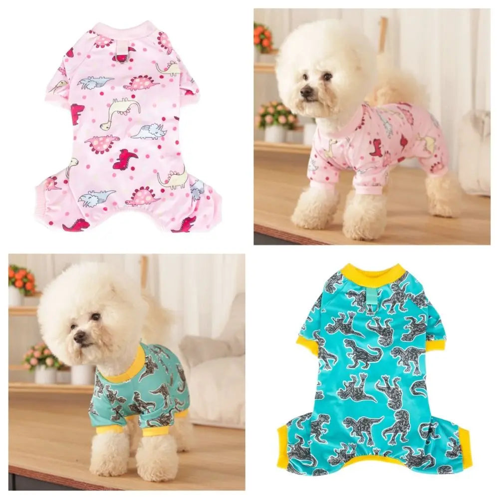 Cotton Soft Material Dog Pajama Stretchable Dinosaurs Design Winter Puppy Clothes for Chihuahua Yorkie Pet Supplies Pet Apparel