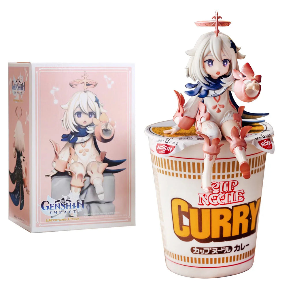 12CM Genshin Impact Paimon Genshin Impact Klee Anime Action Figure Instant Noodle Pressure PVC Toy Collector Model Gift