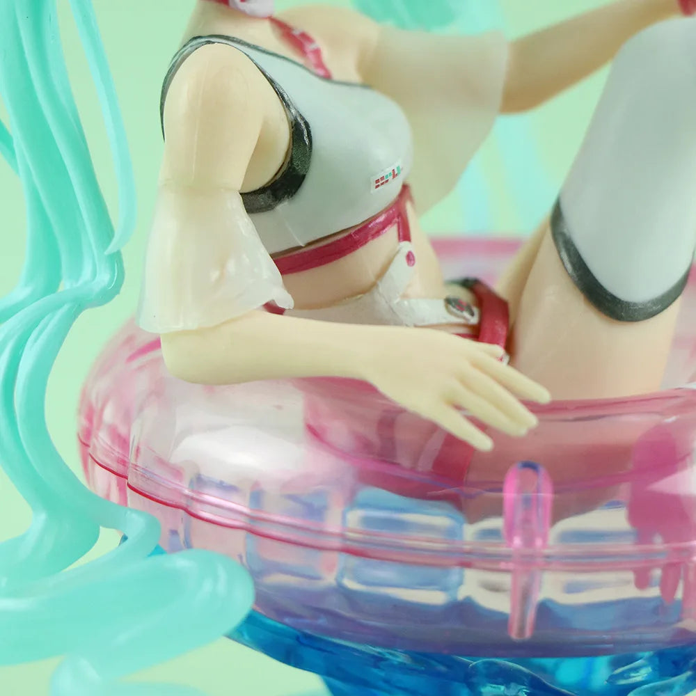 Neue Anime Hatsune Miku Actionfiguren Sommer Bikini Schwimmring süßes Mädchen PVC Actionfiguren Modell Sammeln Desktop Dekor Spielzeug
