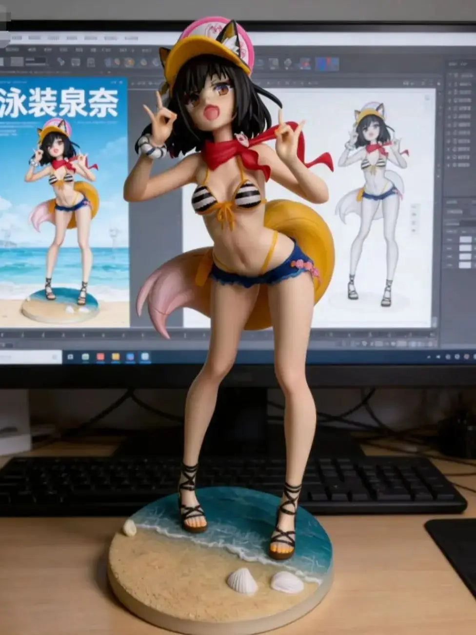 Blue Archive anime Cartoon Cute and Beautiful Girl Handmade Swimwear Quannai Standing Pose Tidy Play Model Decoration Factory