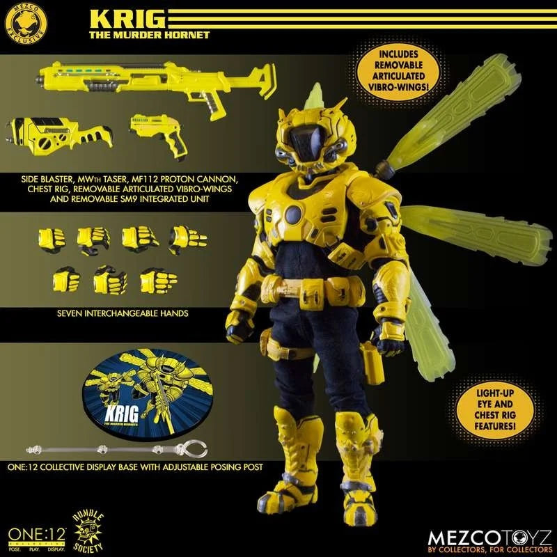 In Stock Original Mezco Toys Action Figure One:12 The Murder Hornet Krig Anime Action Collection Figures Christmas Toy Gifts