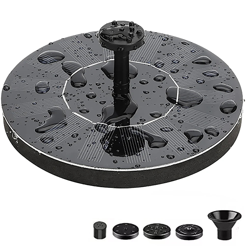 1W Outdoor Solar Fountain Pumps 35-50CM Free Standing Floating Birdbath Water Pumps with 6 Nozzles for Fish Tank Outdoor Garden